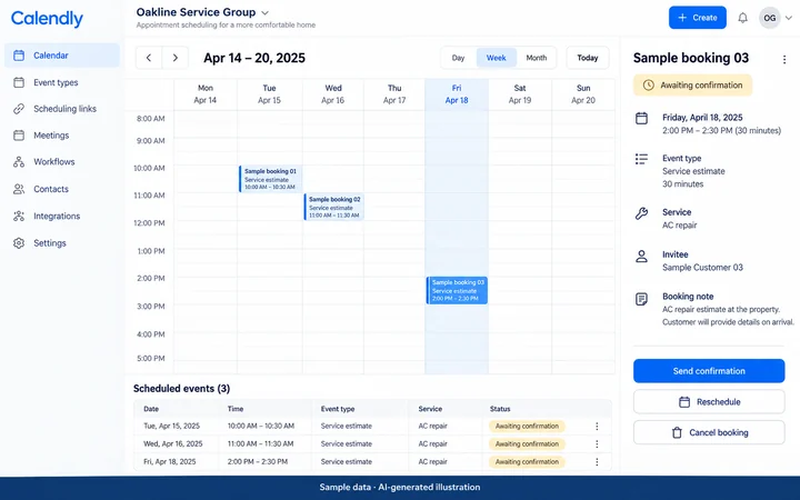 Calendly: Appointment availability and booking. AI-generated illustration.
