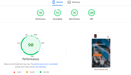 The Valley Connect report excerpt: Mobile page experience. PageSpeed Insights.