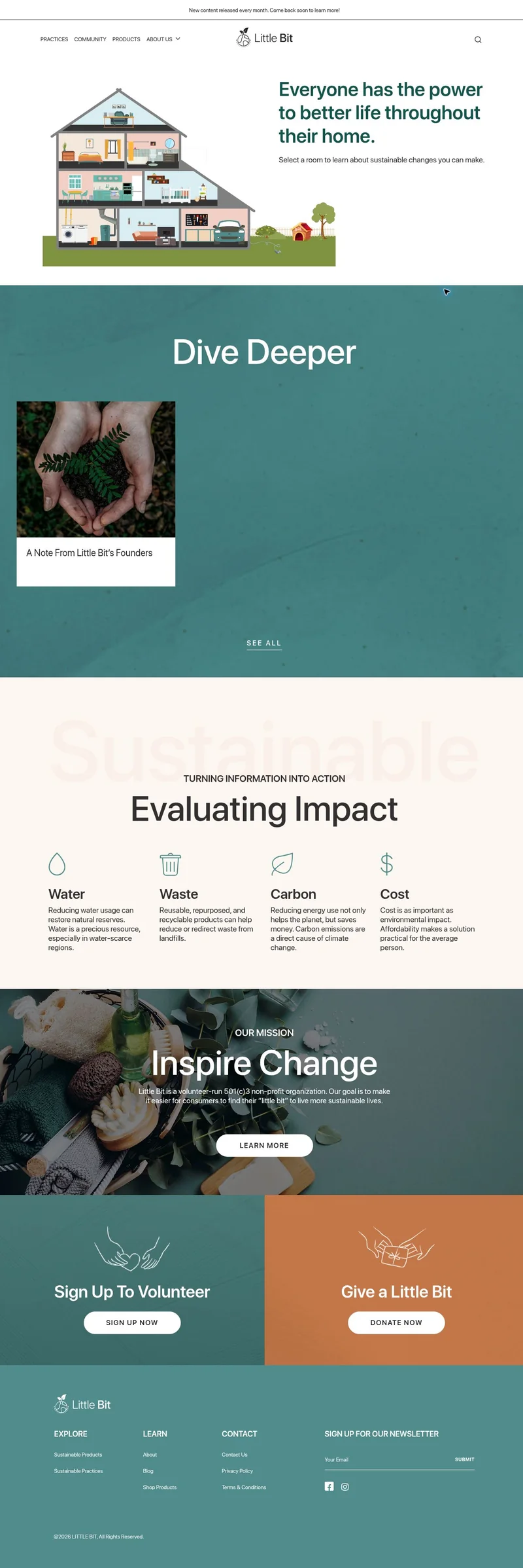 A Little Bit homepage screenshot showing its navigation, imagery and content.